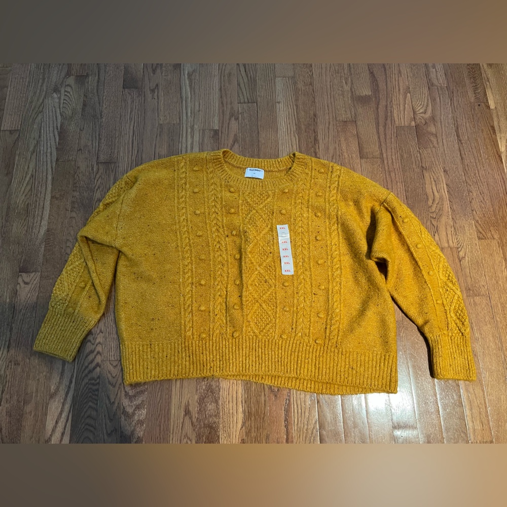 Old Navy Cable-Knit Sweater mustard yellow XXL NEW